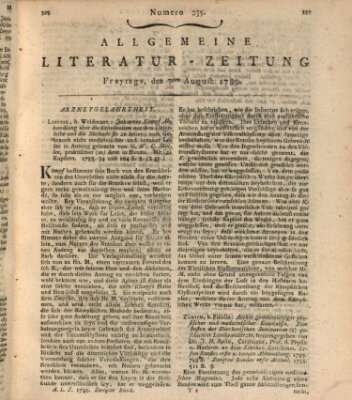 Allgemeine Literatur-Zeitung (Literarisches Zentralblatt für Deutschland) Freitag 7. August 1789