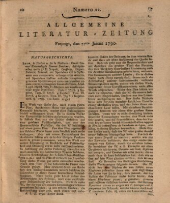 Allgemeine Literatur-Zeitung (Literarisches Zentralblatt für Deutschland) Freitag 22. Januar 1790