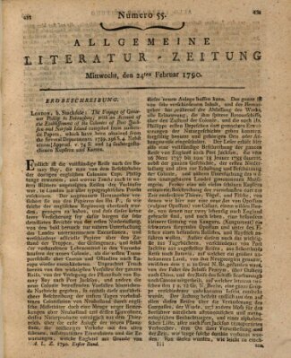 Allgemeine Literatur-Zeitung (Literarisches Zentralblatt für Deutschland) Mittwoch 24. Februar 1790
