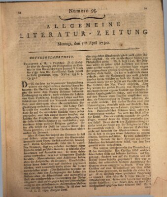 Allgemeine Literatur-Zeitung (Literarisches Zentralblatt für Deutschland) Montag 5. April 1790