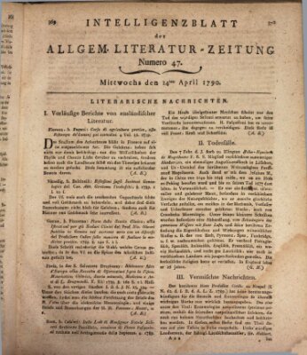 Allgemeine Literatur-Zeitung (Literarisches Zentralblatt für Deutschland) Mittwoch 14. April 1790
