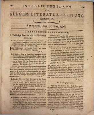 Allgemeine Literatur-Zeitung (Literarisches Zentralblatt für Deutschland) Samstag 29. Mai 1790