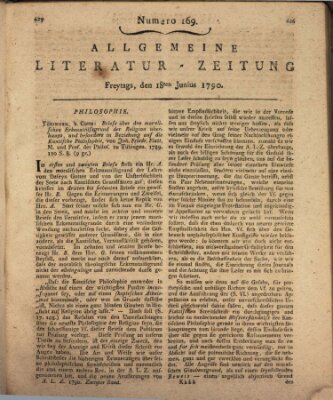 Allgemeine Literatur-Zeitung (Literarisches Zentralblatt für Deutschland) Freitag 18. Juni 1790