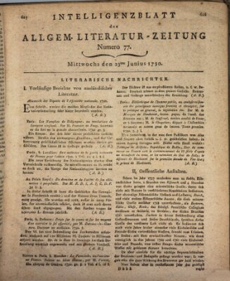 Allgemeine Literatur-Zeitung (Literarisches Zentralblatt für Deutschland) Mittwoch 23. Juni 1790