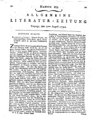 Allgemeine Literatur-Zeitung (Literarisches Zentralblatt für Deutschland) Freitag 27. August 1790