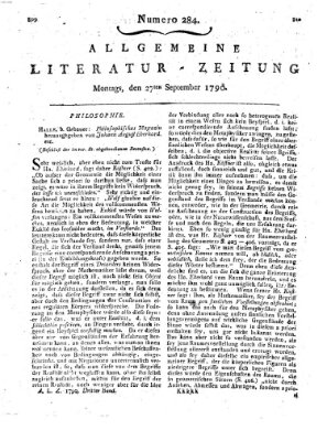 Allgemeine Literatur-Zeitung (Literarisches Zentralblatt für Deutschland) Montag 27. September 1790