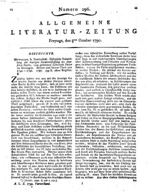 Allgemeine Literatur-Zeitung (Literarisches Zentralblatt für Deutschland) Freitag 8. Oktober 1790