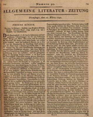 Allgemeine Literatur-Zeitung (Literarisches Zentralblatt für Deutschland) Dienstag 22. März 1791