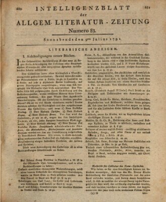 Allgemeine Literatur-Zeitung (Literarisches Zentralblatt für Deutschland) Samstag 9. Juli 1791