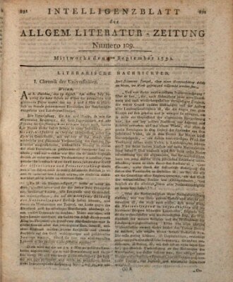 Allgemeine Literatur-Zeitung (Literarisches Zentralblatt für Deutschland) Mittwoch 7. September 1791