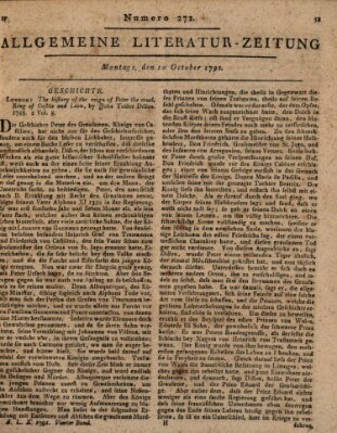 Allgemeine Literatur-Zeitung (Literarisches Zentralblatt für Deutschland) Montag 10. Oktober 1791