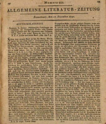 Allgemeine Literatur-Zeitung (Literarisches Zentralblatt für Deutschland) Samstag 17. Dezember 1791