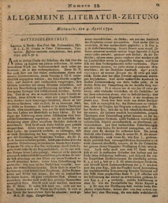 Allgemeine Literatur-Zeitung (Literarisches Zentralblatt für Deutschland) Mittwoch 4. April 1792