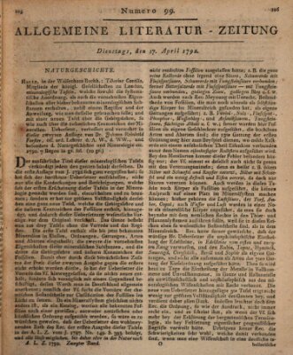Allgemeine Literatur-Zeitung (Literarisches Zentralblatt für Deutschland) Dienstag 17. April 1792