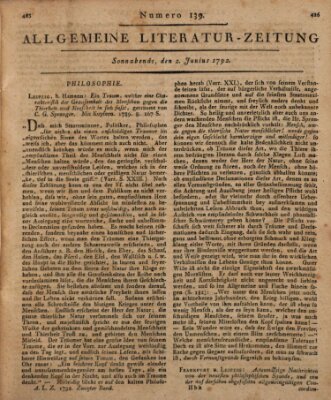 Allgemeine Literatur-Zeitung (Literarisches Zentralblatt für Deutschland) Samstag 2. Juni 1792