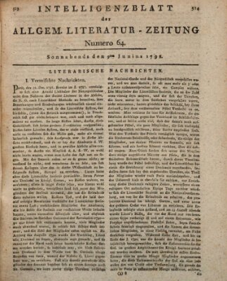 Allgemeine Literatur-Zeitung (Literarisches Zentralblatt für Deutschland) Samstag 9. Juni 1792