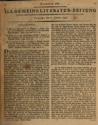 Allgemeine Literatur-Zeitung (Literarisches Zentralblatt für Deutschland) Freitag 6. Juli 1792