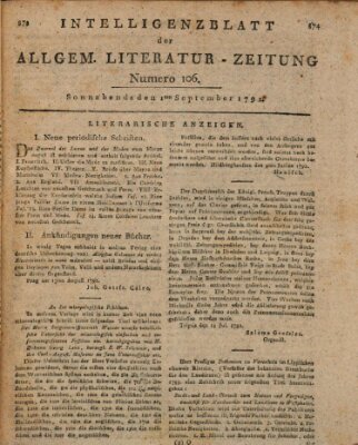 Allgemeine Literatur-Zeitung (Literarisches Zentralblatt für Deutschland) Samstag 1. September 1792