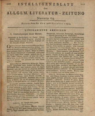 Allgemeine Literatur-Zeitung (Literarisches Zentralblatt für Deutschland) Samstag 20. Oktober 1792
