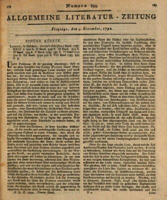 Allgemeine Literatur-Zeitung (Literarisches Zentralblatt für Deutschland) Freitag 9. November 1792