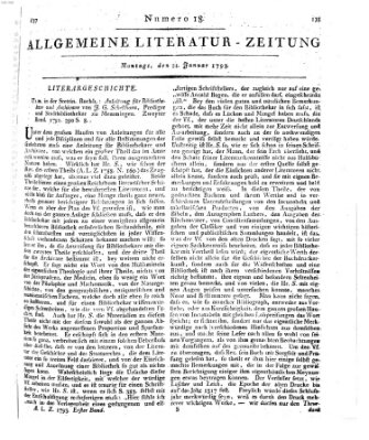 Allgemeine Literatur-Zeitung (Literarisches Zentralblatt für Deutschland) Montag 21. Januar 1793