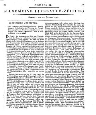 Allgemeine Literatur-Zeitung (Literarisches Zentralblatt für Deutschland) Montag 28. Januar 1793