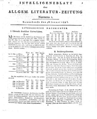 Allgemeine Literatur-Zeitung (Literarisches Zentralblatt für Deutschland) Samstag 5. Januar 1793