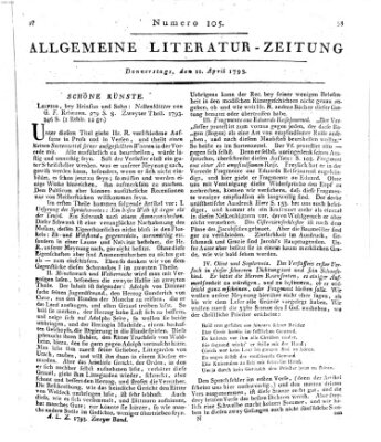 Allgemeine Literatur-Zeitung (Literarisches Zentralblatt für Deutschland) Donnerstag 11. April 1793