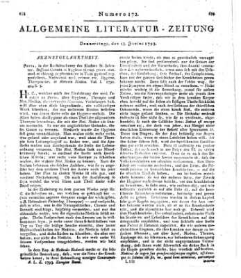 Allgemeine Literatur-Zeitung (Literarisches Zentralblatt für Deutschland) Donnerstag 13. Juni 1793