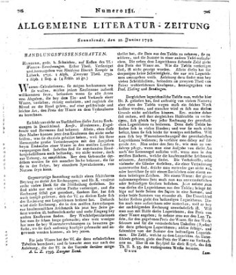 Allgemeine Literatur-Zeitung (Literarisches Zentralblatt für Deutschland) Samstag 22. Juni 1793