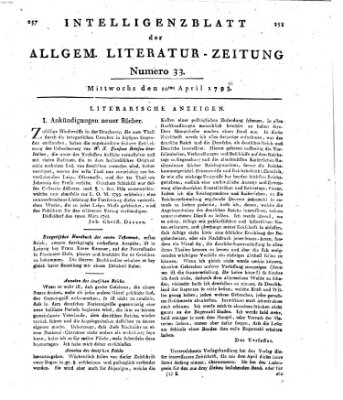 Allgemeine Literatur-Zeitung (Literarisches Zentralblatt für Deutschland) Mittwoch 10. April 1793