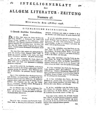 Allgemeine Literatur-Zeitung (Literarisches Zentralblatt für Deutschland) Mittwoch 15. Mai 1793