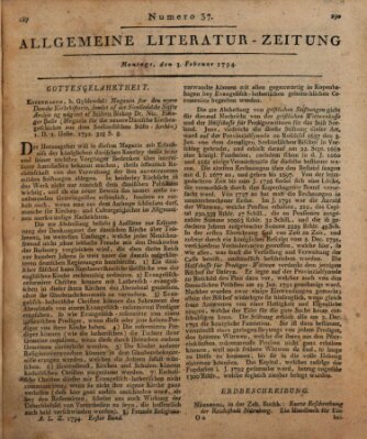 Allgemeine Literatur-Zeitung (Literarisches Zentralblatt für Deutschland) Montag 3. Februar 1794