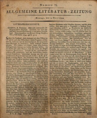 Allgemeine Literatur-Zeitung (Literarisches Zentralblatt für Deutschland) Montag 3. März 1794