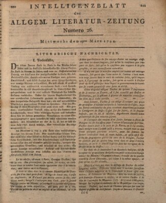 Allgemeine Literatur-Zeitung (Literarisches Zentralblatt für Deutschland) Mittwoch 19. März 1794