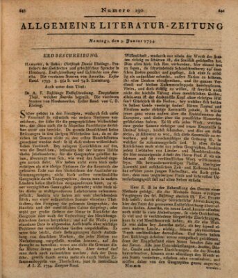 Allgemeine Literatur-Zeitung (Literarisches Zentralblatt für Deutschland) Montag 9. Juni 1794