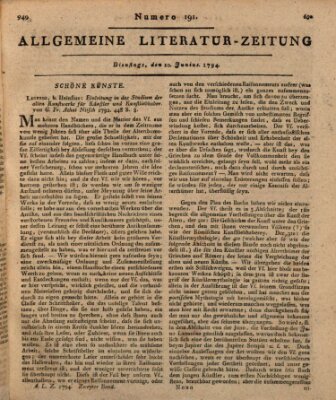 Allgemeine Literatur-Zeitung (Literarisches Zentralblatt für Deutschland) Dienstag 10. Juni 1794
