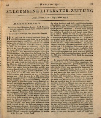 Allgemeine Literatur-Zeitung (Literarisches Zentralblatt für Deutschland) Samstag 6. September 1794