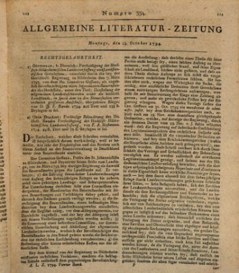 Allgemeine Literatur-Zeitung (Literarisches Zentralblatt für Deutschland) Montag 13. Oktober 1794
