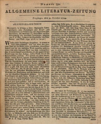 Allgemeine Literatur-Zeitung (Literarisches Zentralblatt für Deutschland) Freitag 31. Oktober 1794