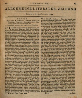 Allgemeine Literatur-Zeitung (Literarisches Zentralblatt für Deutschland) Freitag 28. November 1794