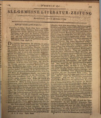Allgemeine Literatur-Zeitung (Literarisches Zentralblatt für Deutschland) Samstag 17. Januar 1795