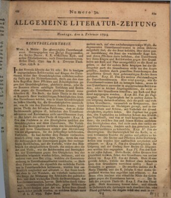 Allgemeine Literatur-Zeitung (Literarisches Zentralblatt für Deutschland) Montag 2. Februar 1795