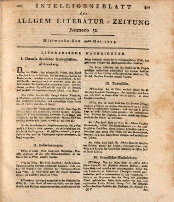 Allgemeine Literatur-Zeitung (Literarisches Zentralblatt für Deutschland) Mittwoch 20. Mai 1795