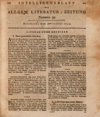 Allgemeine Literatur-Zeitung (Literarisches Zentralblatt für Deutschland) Mittwoch 10. Juni 1795