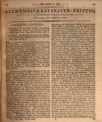 Allgemeine Literatur-Zeitung (Literarisches Zentralblatt für Deutschland) Dienstag 21. Juli 1795