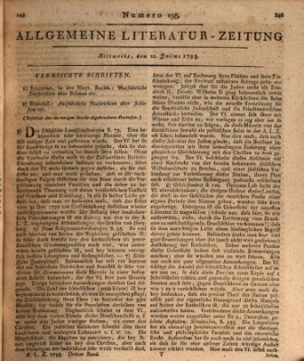 Allgemeine Literatur-Zeitung (Literarisches Zentralblatt für Deutschland) Mittwoch 22. Juli 1795