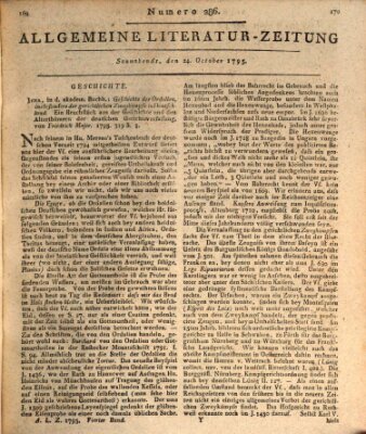 Allgemeine Literatur-Zeitung (Literarisches Zentralblatt für Deutschland) Samstag 24. Oktober 1795