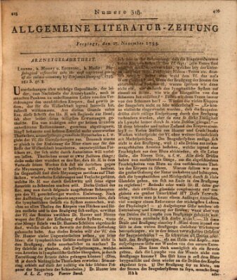 Allgemeine Literatur-Zeitung (Literarisches Zentralblatt für Deutschland) Freitag 27. November 1795