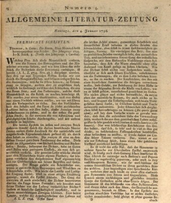 Allgemeine Literatur-Zeitung (Literarisches Zentralblatt für Deutschland) Montag 4. Januar 1796